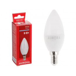 Лампа светодиодная C37 СВЕЧА 9Вт 230В E14 6000K AURORA