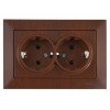 Розетка 2-ая (скрытая, с/з, керамика) орех, DARIA, MUTLUSAN