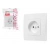 Розетка 1-ая (скрытая, б/з) белая, Steen, LEIDEN ELECTRIC
