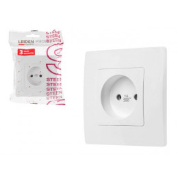 Розетка 1-ая (скрытая, б/з) белая, Steen, LEIDEN ELECTRIC