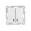 Выключатель 2-клав. (с подсветкой, скрытый, винт. зажим) белый, ELITRA, MUTLUSAN