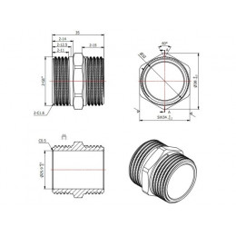 Ниппель 1" нар.-нар., AV Engineering (инд. упак.)