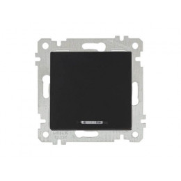 Выключатель 1-клав. (с подсветкой, скрытый, без рамки, винт. зажим) черный, RITA, MUTLUSAN