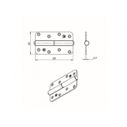 Петля 110 мм левая, белая STARFIX
