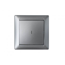 Выключатель 1 клав. (cкрытый, 10А) со световой индикацией, серебро, Стиль, BYLECTRICA