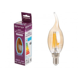 Лампа светодиодная филаментная CA35 СВЕЧА НА ВЕТРУ 6 Вт E14 4000К ЮПИТЕР ДЕКОР