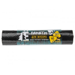 Мешки для мусора, 120 л, 10 шт, "Е-Ромашка", черные, РОМАШКА
