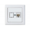 Розетка телефонная 1хRJ12 (скрытая, RJ12) белая, DARIA, MUTLUSAN