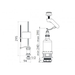 Арматура для смывного бачка с клапаном нижней подачи, AV Engineering