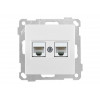 Розетка компьютерная 2xRJ45 (Cat5e, скрытая, без рамки) белая, DARIA, MUTLUSAN