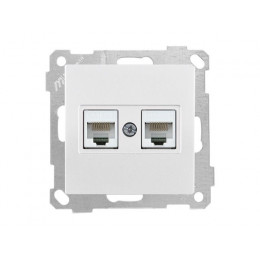 Розетка компьютерная 2xRJ45 (Cat5e, скрытая, без рамки) белая, DARIA, MUTLUSAN