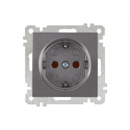 Розетка 1-ая (скр, б/рамки, с/з, шторки) дымчатая, CANDELA (DARIA), MUTLUSAN