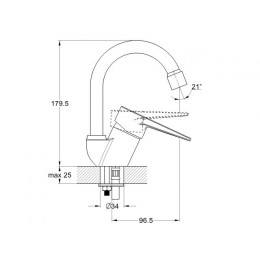 Смеситель для умывальника D35-A, серия 640 ECONOCE