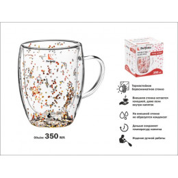 Кружка стеклянная с двойными стенками, 350 мл, серия Party, PERFECTO LINEA