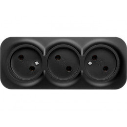 Розетка 3-ая (открытая, б/з) черная, Bailly, LEIDEN ELECTRIC