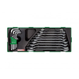 Набор-сет ключей рожк. + шестигр. 18предм. TOPTUL