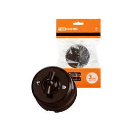 Выключатель поворотный проходной (открытый, 10А) коричневый, Ретро, «Виви» TDM