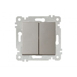 Выключатель 2-клав. (скрытый, без рамки, пруж. зажим) титан, RITA, MUTLUSAN