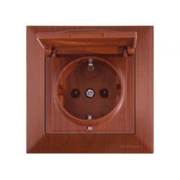 Розетка 1-ая (скрытая, с/з, с крышкой) вишня, DARIA, MUTLUSAN