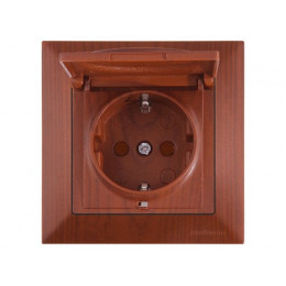 Розетка 1-ая (скрытая, с/з, шторки,с крышкой) вишня, DARIA, MUTLUSAN