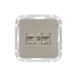 Розетка 2-ая компьютерная (скрытая) песочная, Astrum, BYLECTRICA