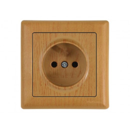 Розетка 1-ая (скрытая, б/з, шторки) дуб, DARIA, MUTLUSAN