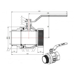 Кран шаровый 2" нар.-вн. ручка PN25, AV Engineering