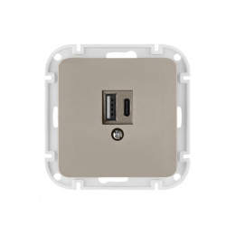 Розетка с двумя USB-разъемами (узел, скрытая) песочная, Astrum BYLECTRICA