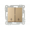 Выключатель проходной 2-клав. (скрытый, без рамки, пруж. зажим) золото, RITA, MUTLUSAN