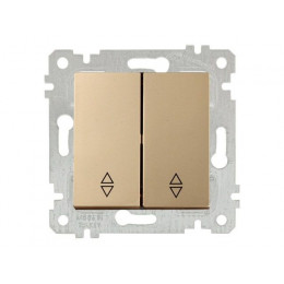 Выключатель проходной 2-клав. (скрытый, без рамки, пруж. зажим) золото, RITA, MUTLUSAN