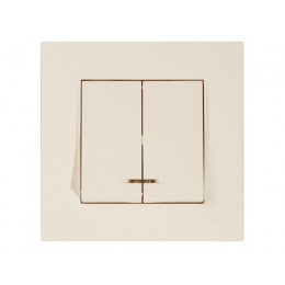 Выключатель 2-клав. (c подсветкой, скрытый, пруж. зажим) кремовый, RITA, MUTLUSAN