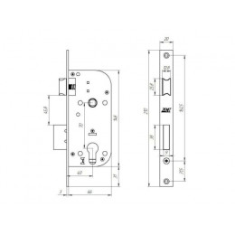 Замок врезной Зенит ЗВ7-70.4 (хром)