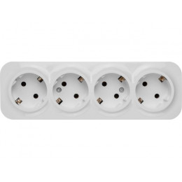 Розетка 4-ая (открытая, с/з) белая, Bailly, LEIDEN ELECTRIC