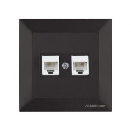 Розетка компьютерная 2xRJ45 (Cat5e, скрытая) черная, DARIA, MUTLUSAN