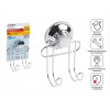 Крючок двойной настенный на вакуумной присоске, хром. сталь, FIX LOCK, PERFECTO LINEA