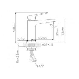 Смеситель для умывальника (Lt) D35, серия POS AV Engineering