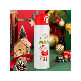 Термос, 500 мл, нержавеющая сталь, MERRY CHRISTMAS, белый, PERFECTO LINEA