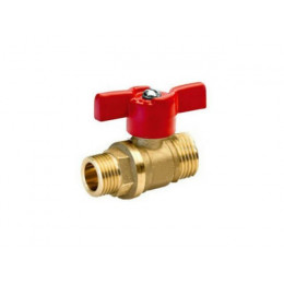 Кран шаровый 1/2" нар. х 3/4" нар. бабочка PN1,6 МПа, 11Б27п7, Цветлит