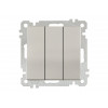 Выключатель 3-клав. (скрытый, без рамки, пруж. зажим) титан, DARIA, MUTLUSAN
