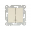 Выключатель 2-клав. (с подсветкой, скрытый, без рамки, винт. зажим) кремовый, RITA, MUTLUSAN