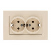 Розетка 2-ая (скрытая, с/з, керамика) кремовая, RITA, MUTLUSAN