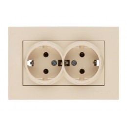 Розетка 2-ая (скрытая, с/з, керамика) кремовая, RITA, MUTLUSAN