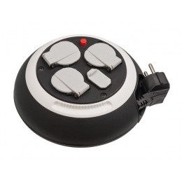 Удлинитель 3м на барабане (3 роз., 3.3кВт, 2 USB, с/з, ПВС) черно-белый Brennenstuhl Comfort-Line