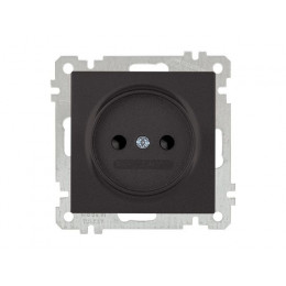 Розетка 1-ая (скрытая, без рамки, б/з, шторки) черная, DARIA, MUTLUSAN
