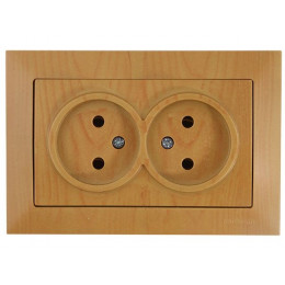 Розетка 2-ая (скрытая, б/з, керамика) дуб, DARIA, MUTLUSAN