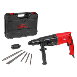 Перфоратор WORTEX RH 2629 в чем. + (2 зубила, 3 сверла) 800 Вт, 3.0 Дж, 26 мм, 4 режима, SDS-plus, Б