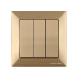 Выключатель 3-клав. (скрытый, пруж. зажим) золото, DARIA, MUTLUSAN