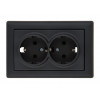 Розетка 2-ая (скрытая, с/з) черная, DARIA, MUTLUSAN