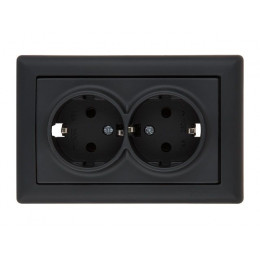 Розетка 2-ая (скрытая, с/з) черная, DARIA, MUTLUSAN