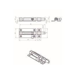 Шпингалет 60 мм ЗТ6, белый цинк STARFIX